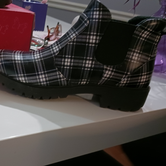 Alegria black plaid ankle boots size 38 8 - 8.5 - Picture 6 of 10